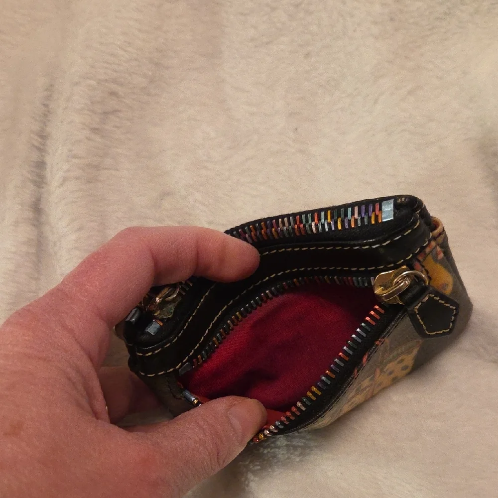 Dooney & Bourke Dark Gray Coin Bag w/Multicolor Accents & Rainbow Zippers - Picture 5 of 8